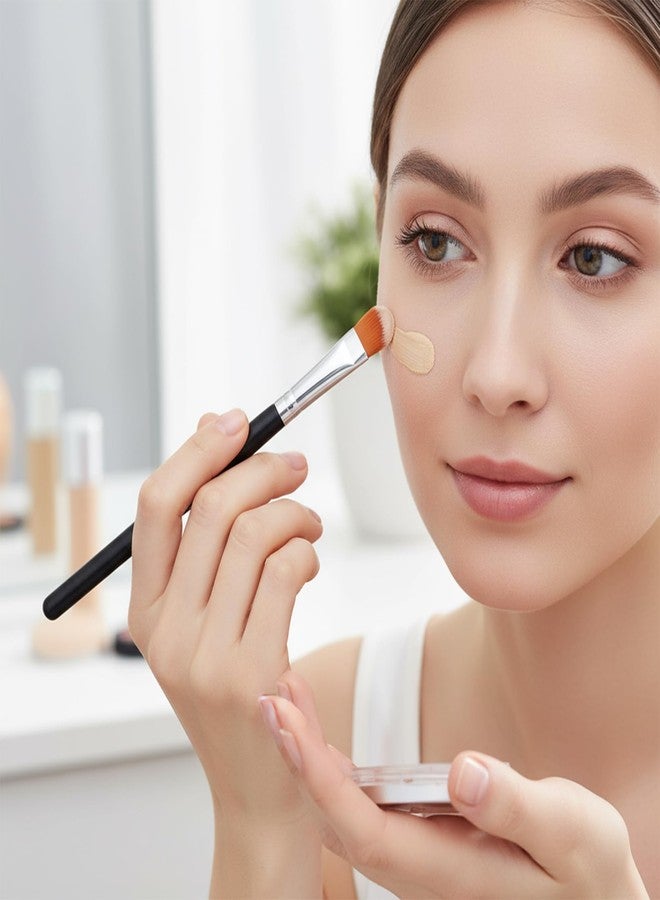 Qulkws 2 Pcs Extra Flat Round Brush Flat Eye Shadow Primer Applicator Brush for Blending Concealer Eyebrow Concealer Brushes Flats Makeup Brushes Eye Primer Base Makeup Tool Concealing Small Imperfection - Image 5